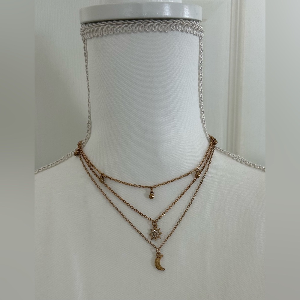 Layered Gold Necklace - Star & Moon Charm